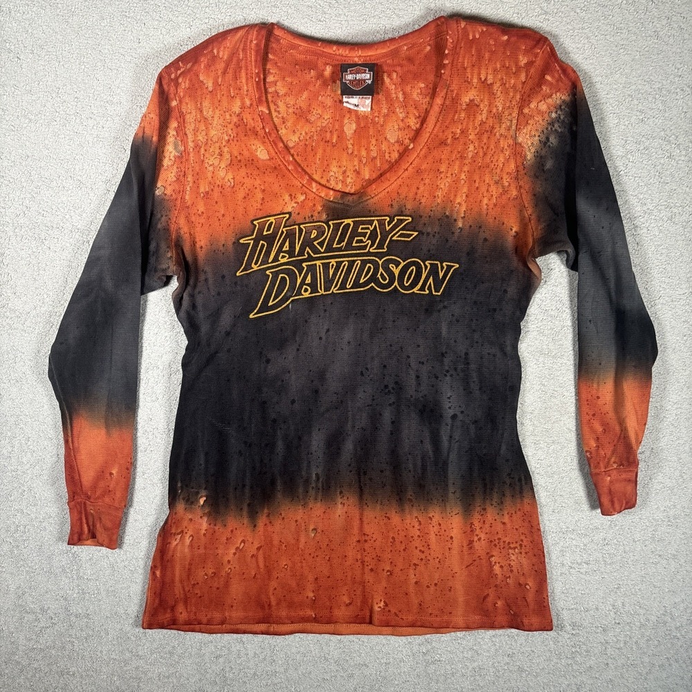 Vintage Harley Davidson Long Sleeve Thermal Shirt Women's Size M Thiensville, WI